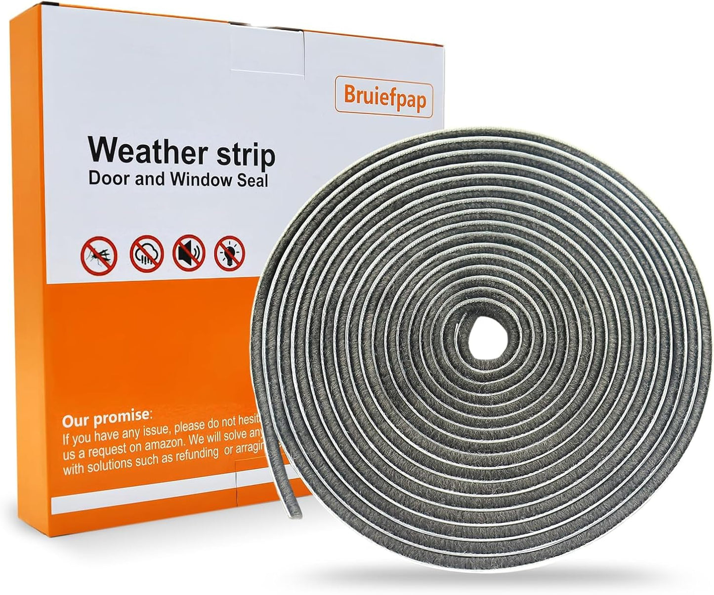Bruiefpap 39.4FT Weather Stripping for Doors and Windows, Self-Adhesive Soundproofing Door Seal, Door Insulation for Sliding, Exterior, Frames and Front, 0.35'' Wide x 0.35'' Thick, Grey