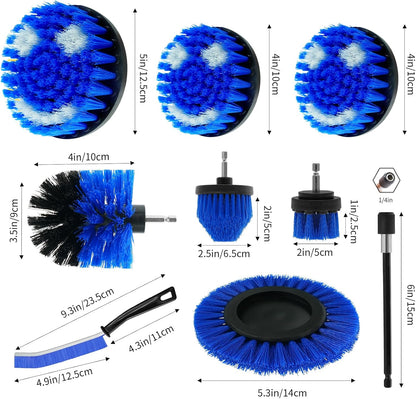 10 Pcs Drill Brush Attachment Set, Drill Scrubber Brush Kit, Drill Cleaning Brush, Scrub Brush for Grout Floor Tub Shower Bathtub Tile Sink Toilet Bathroom Kitchen Car Yellow