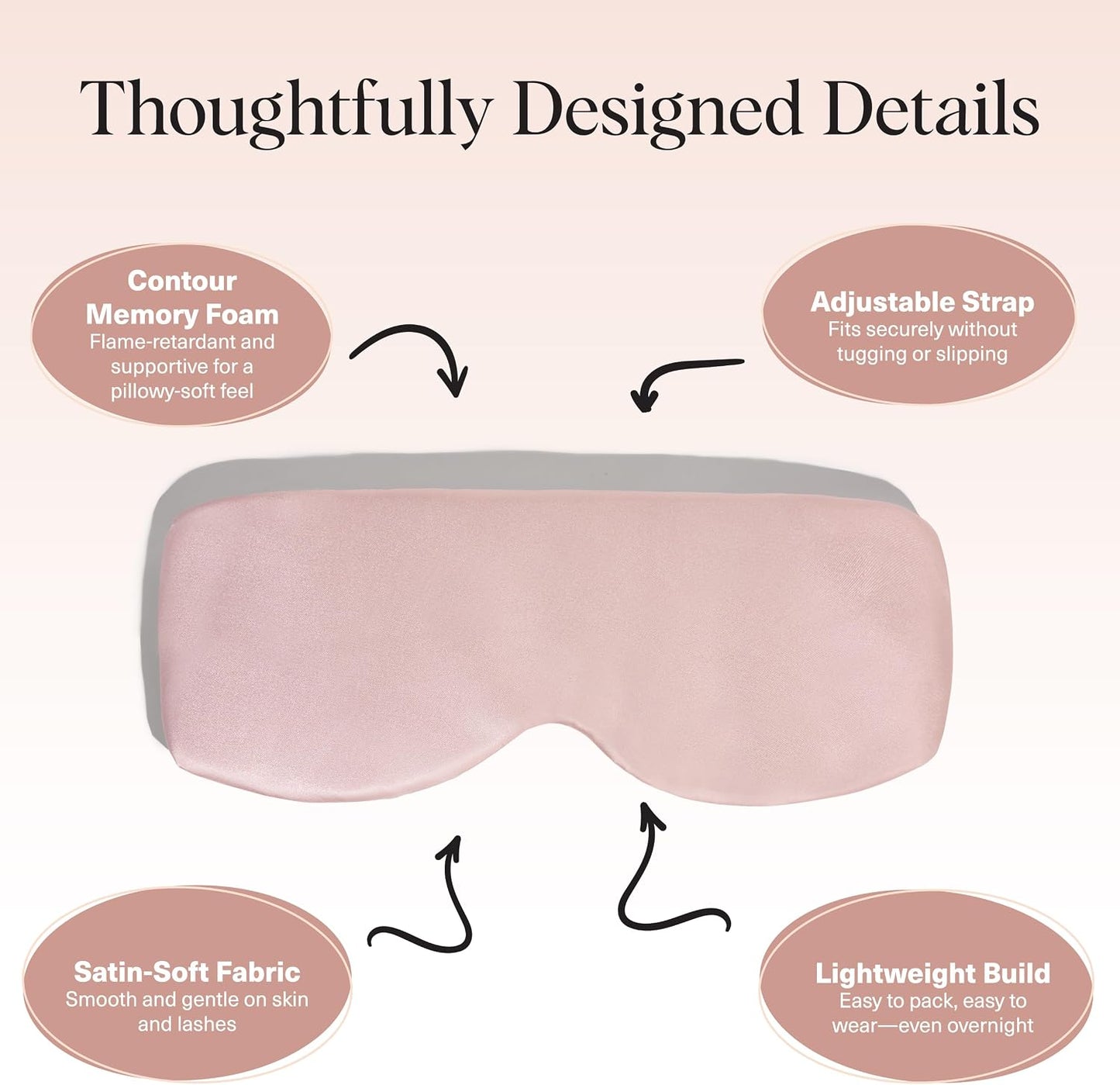 Kitsch Contour Satin Sleep Mask | Eye Masks for Sleep - Blush | Softer Than Silk Sleep Mask, Blindfold Sleep Masks for Women & Men, No Eye Pressure, Lightweight Eye Mask, Travel Essentials
