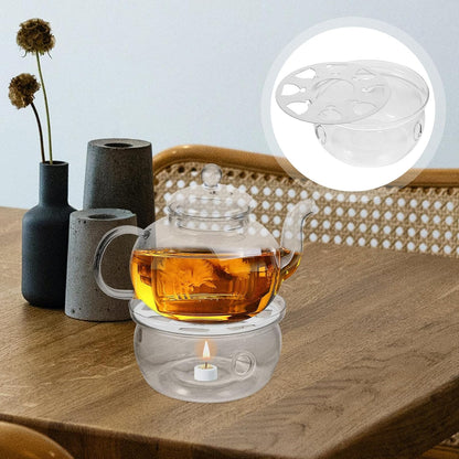 BESPORTBLE Household Glass Teapot Warmer with Heat-Resistant Base Safe Glass Tea Stove Heater for Warming Tea and Food Compact Design for Home Decoration and Practical Use
