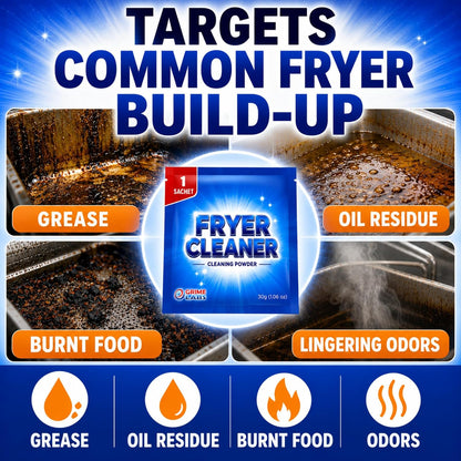 Fryer Cleaner Powder – 6 Pre-Measured Cleaning Sachets for Air Fryers, Deep Fryers & Commercial Fryers Helps Remove Grease & Oil Residue, Helps Eliminate Odors, Easy-to-Use Cleaning Powder