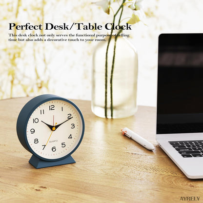AYRELY® 4.5" Analog Alarm Clock, Small Retro Desk Clock and Table Clock