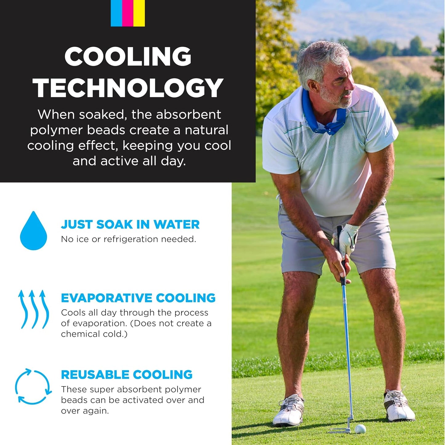 KOOLGATOR Evaporative Cooling Neck Wrap, Blue Paisley, 1 Pack | Reusable Neck Cooler with Long Lasting Relief During Hot Weather Activities, Sports, & Outdoor Work