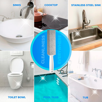 DISIWENE Pumice Cleaning Stone with Handle Toilet Bowl Cleaner Hard Water Ring Remover for Bath/Pool/Kitchen/Household Cleaning (2, 2 Pack with Handle)