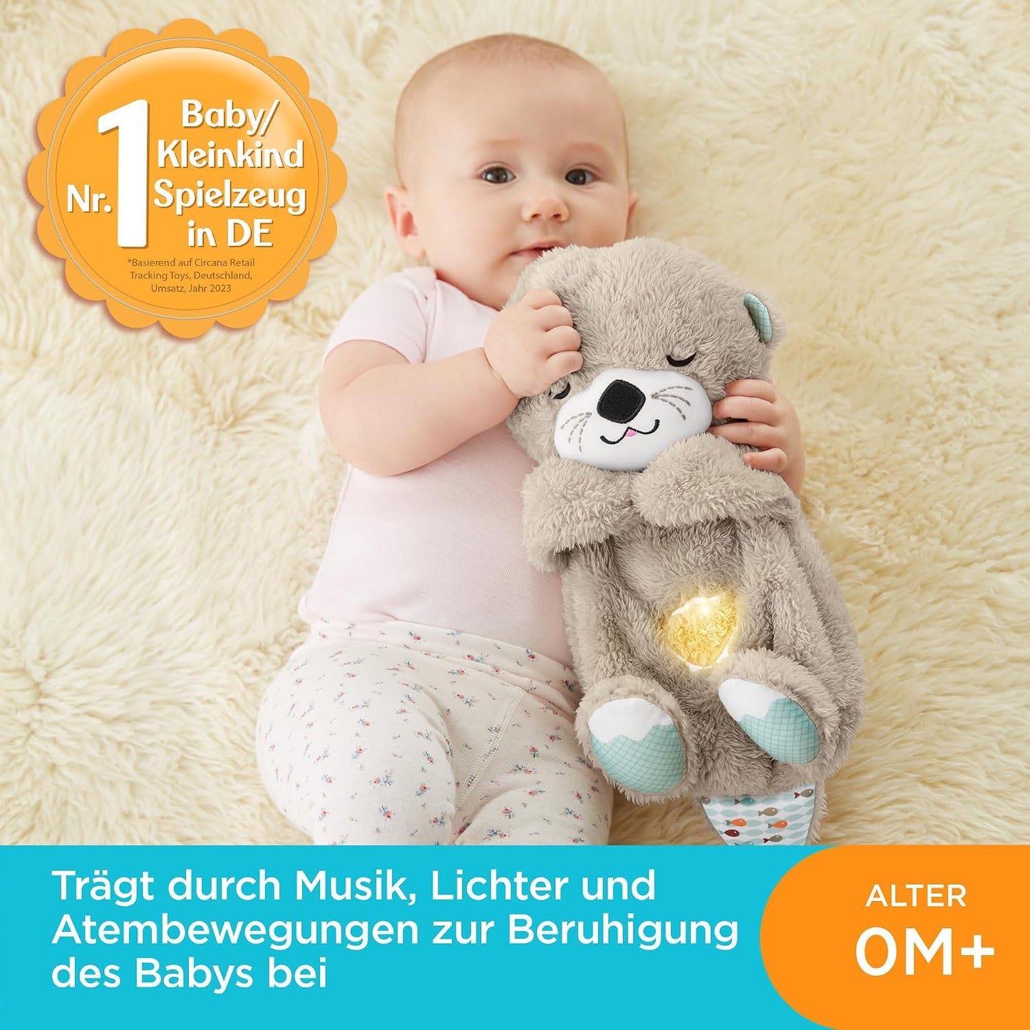 FISHER-PRICE BABY Toy Soothe 'n Snuggle Otter Portable Plush Sound Machine with Music Lights & Breathing Motion for Newborns 0+ Months