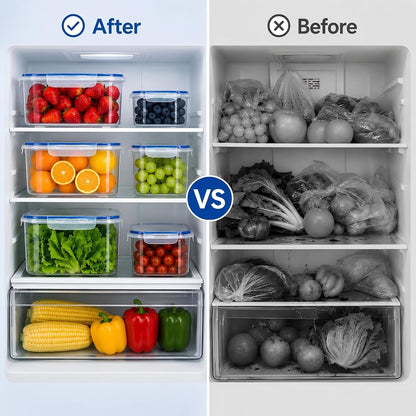 3 Pcs Fruit Storage Containers for Fridge, Produce Storage Containers with Removable Colander Basket & Airtight Lid,food storage containers, for Fruits, Vegetables & Meat
