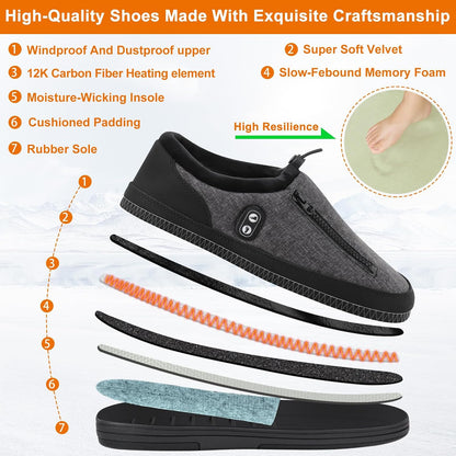 Heated Slippers, Kamlif 4 Heating Levels Cordless Foot Warmers for Cold Feet, Cold Weather Cozy Slippers Warm-up Shoes Indoor House Shoes Outdoor Camping with 5000mAh Rechargeable Battery