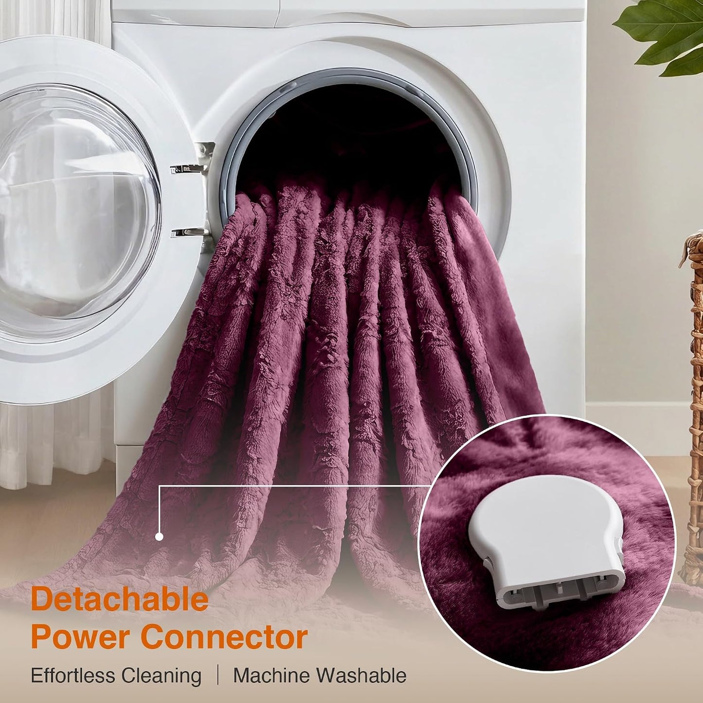 Beautyrest Long Brushed Faux Fur Ogee Textured Design Electric Blanket, Auto Shut Off, Virtually Zero EMF, Multi Heat Setting, UL Certified, Machine Washable, Grey Throw 50x60