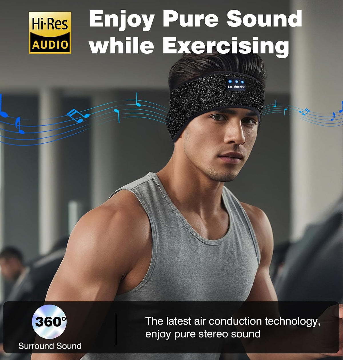LC-dolida Sleep Headphones Bluetooth 5.4, Headband Headphones Earphones Wireless, Sleep Mask for Gifts,Workout,Jogging,Yoga(Purple)