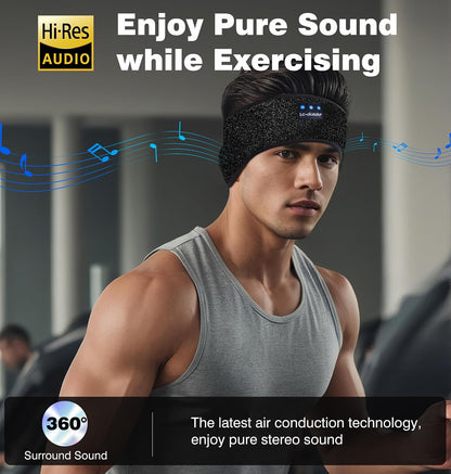 LC-dolida Sleep Headphones Bluetooth 5.4, Headband Headphones Earphones Wireless, Sleep Mask for Gifts,Workout,Jogging,Yoga(Purple)