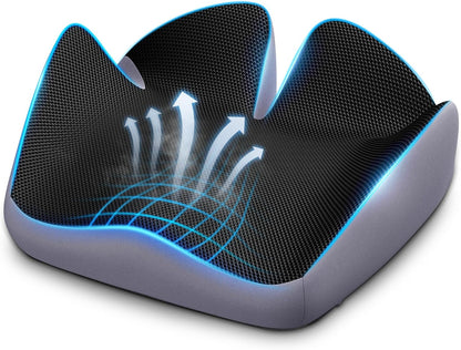 Coccyx Seat Cushion, U-Shaped Memory Foam Office Chair | High-Density Memory Foam Helps Reduce Tailbone Pressure; Washable Mesh Cover, Anti-Slip Base for Office Chair, Car & Travel