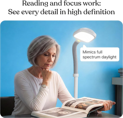 Brightech Litespan - Bright LED Floor Reading Lamp for Over Chair Crafts and Reading, Esthetician Light for Lash Extensions, Gooseneck Adjustable Standing Lamp for Living Room, Bedroom, Office - Black
