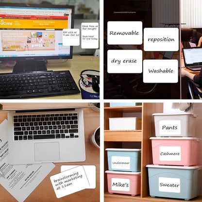 SVNOOC Dry Erase Stickers for Whiteboard Desk Refrigerator Home Office 4x6 in, Reusables Labels for Storage Bins (6 Pack)