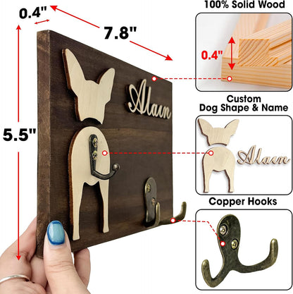Dog Leash Holder Wall Mount, Pet Harness Hanger with Scrabble Letters, Dog Collar Organizer for Entryway, Memorial Cat Leash Holder for Wall, Pet Loss Gifts, Keepsake, Home Decor PF212-NAT