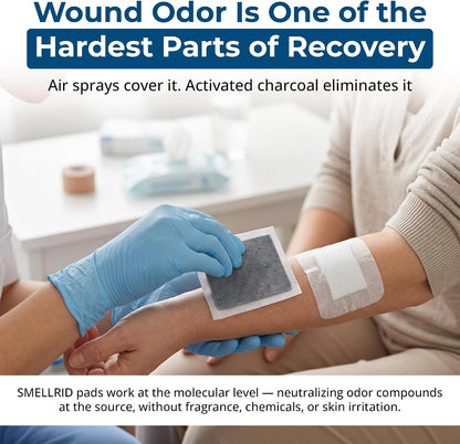 SMELLRID Activated Charcoal Odor Absorber Pads (4"x4") - Pack of 12 | 12 Unscented Adhesive (4"x4") Charcoal Pads for Body Odor, Flatulence & Personal Care Environments
