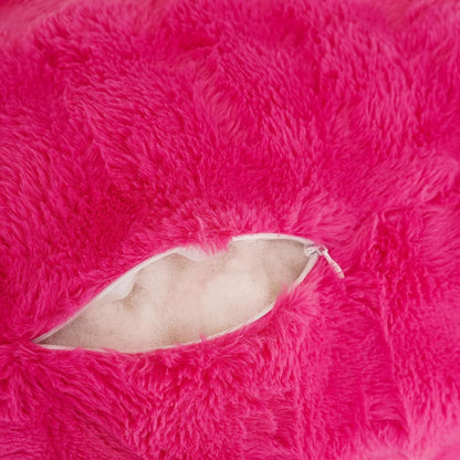 Faux Fur Reading Pillow for Sitting in Bed, Large Backrest Bed Pillow with Arms, Back Support Pillow for Lounging Bedrest, Beige