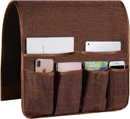 Sofa Armrest Organizer Non-Slip Arm Chair Hanging Caddy Remote Control Holder for Magazine, Phone, Books, Glasses(Black,13in)