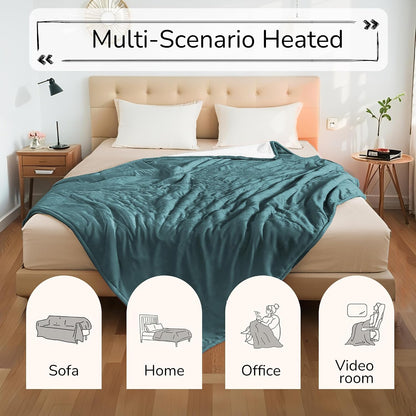 Electric Heated Blanket Full Size 72"x84" – Light Gray | ETL for Safe Overnight, 4 Heat Settings & 10H Auto Off, Dual-Sided Microplush Sherpa for Home Night, Machine washable