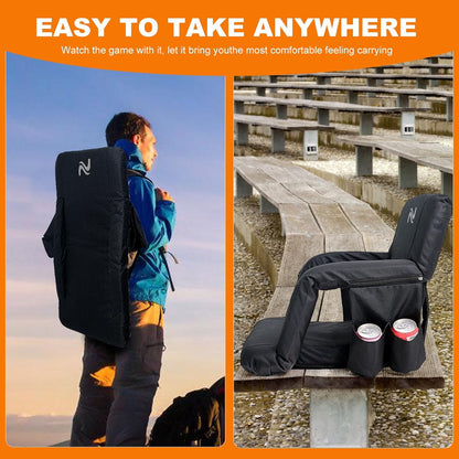 25in 5.12" Extra Thick&Wide Heated Stadium Seat for Bleachers | Sofa Style Design Thick Bleacher Chair With Back and Comfy Cushion, 6 Reclining Positions, 3 Heat Levels (NO Battery)