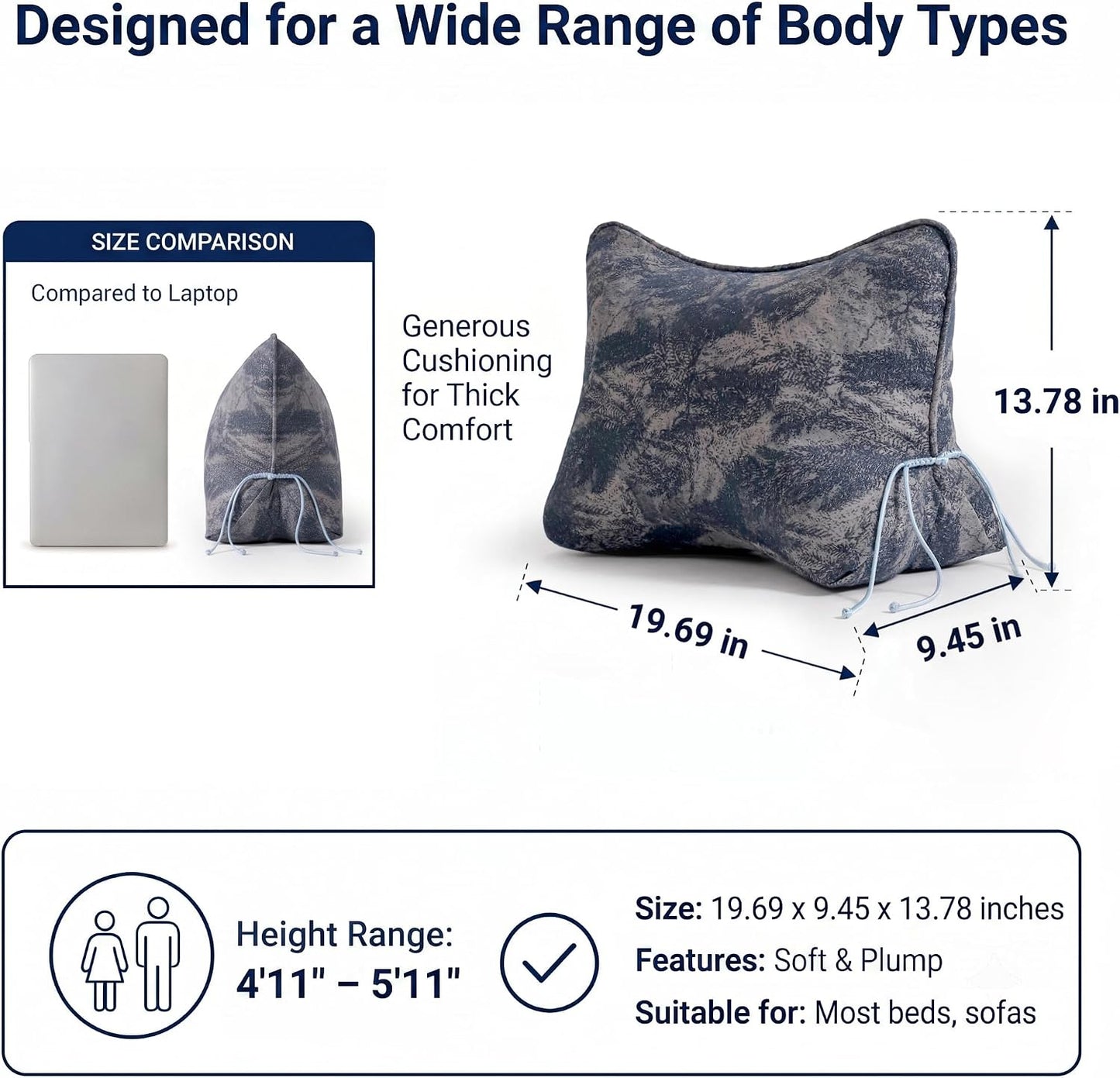 Pat. Pend. Lumbar Support Pillow, Reading Pillow, Moss Green | Back pillow for reading on a couch, sofa, or armchair; triangle cushion with removable, washable cover for lounging