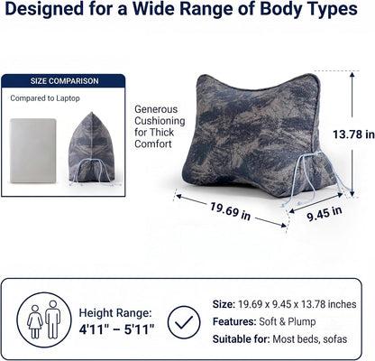 Pat. Pend. Lumbar Support Pillow, Reading Pillow, Moss Green | Back pillow for reading on a couch, sofa, or armchair; triangle cushion with removable, washable cover for lounging
