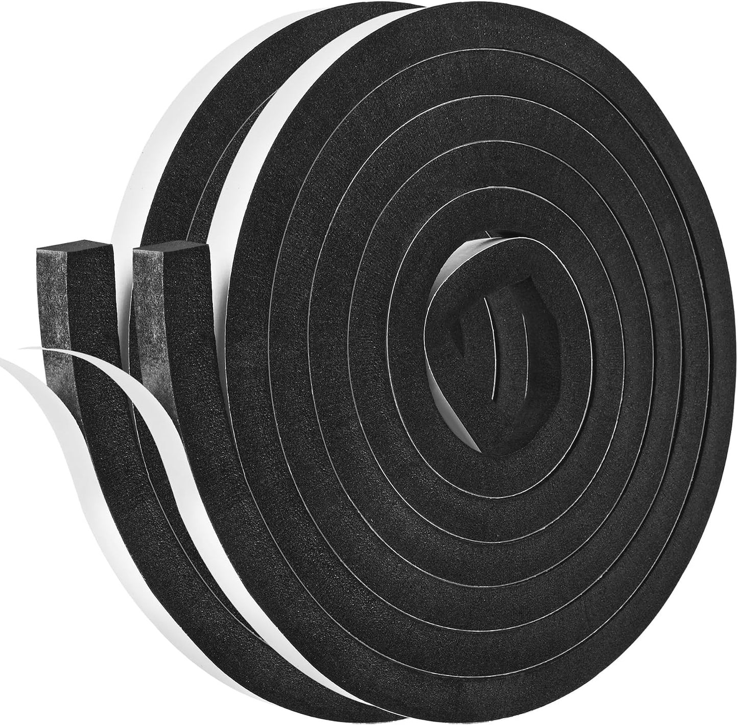 Kikerike Self Adhesive Foam Tape Weatherstrip 1/2In x 1/4In x 42Ft High Density Foam Insulation Strips Seal Weather Stripping with Strong Adhesive for Door and Window Sound Isolation Soundproofing