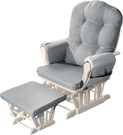 HOMBYS Glider Rocker Replacement Cushions with Storage Side Pocket,Linen-Like Fabric, Foam & Microfiber Filling, Non-Slip & Washable,Thickened & Supportive for Glider Rocking Chair (Khaki)