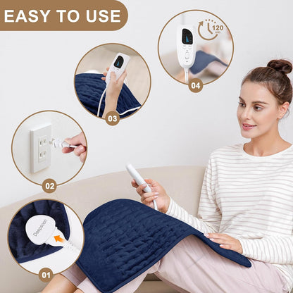 Heating Pad,Heated Blanket,Heating Pad for Back Neck,Grey,24x12 Inch | Electric Heating Pad,Dry/Moist Heat Heating Pads,Heating Pads for Shoulder,Abdomen,Heat Pad for Women Men,Birthday Gift