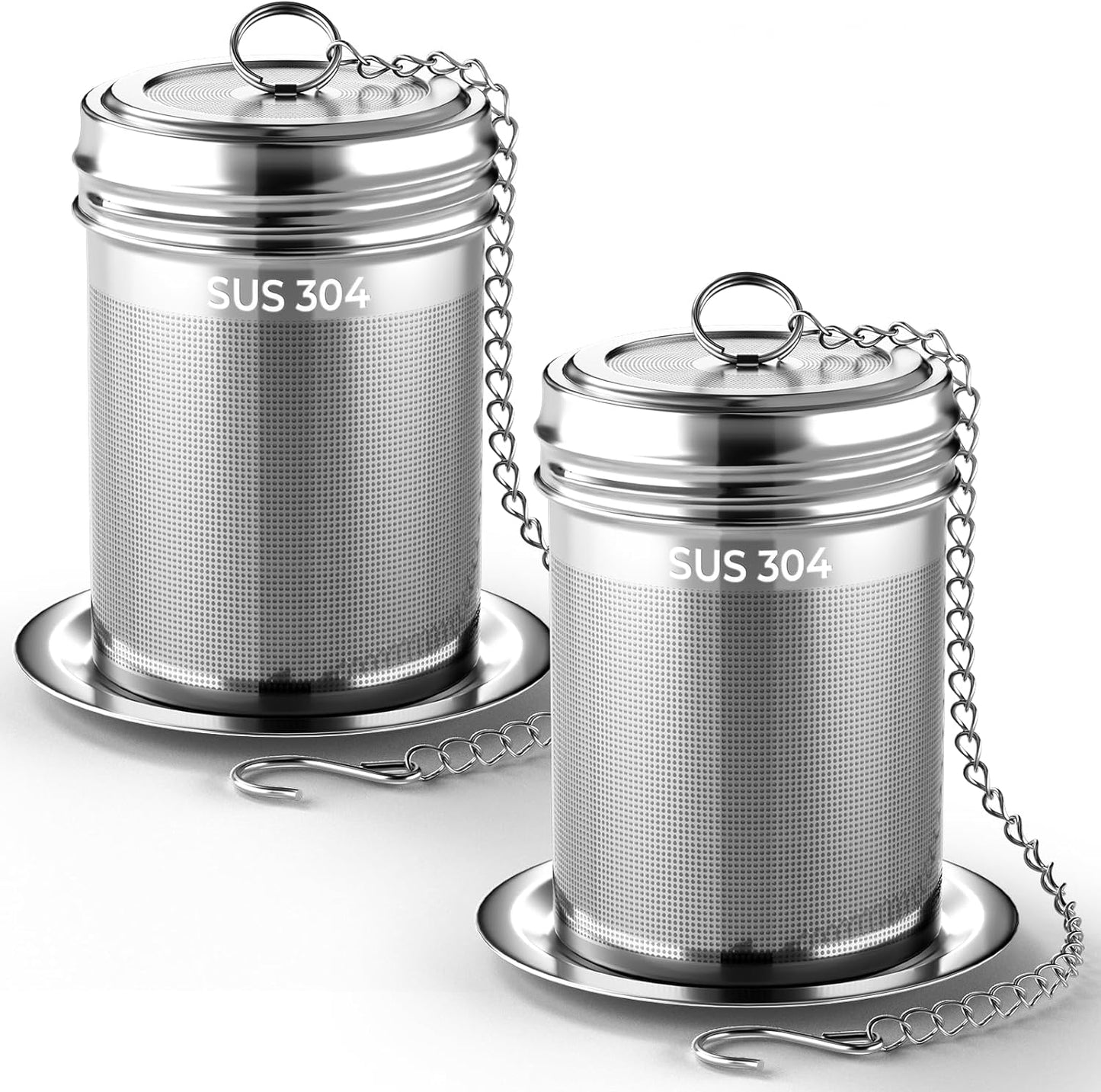 2 Pack Reinmoson 304 Stainless Steel Tea Infuser for Loose Leaf Tea | 1.58” x 2.2” Extra Fine Mesh Tea Strainers Ball, Threaded Lid, Loose Leaf Tea Steeper for Black Tea, Rooibos, etc
