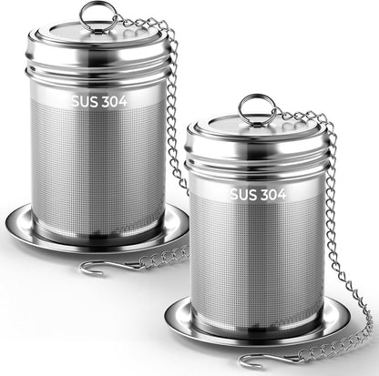 2 Pack Reinmoson 304 Stainless Steel Tea Infuser for Loose Leaf Tea | 1.58” x 2.2” Extra Fine Mesh Tea Strainers Ball, Threaded Lid, Loose Leaf Tea Steeper for Black Tea, Rooibos, etc