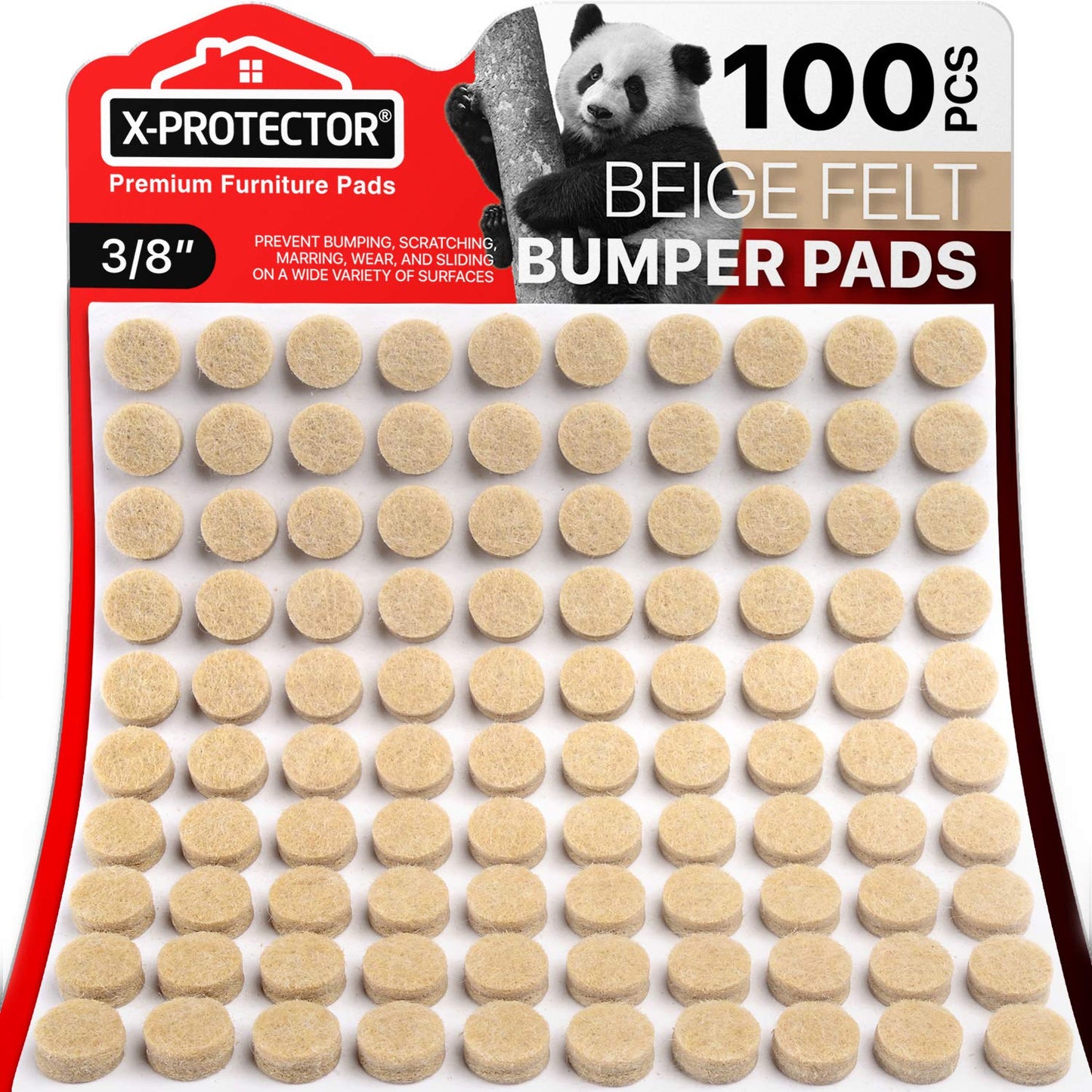 Cabinet Door Bumpers X-Protector 100 PCS – Small Felt Pads 3/8” (Brown) | Ideal Felt Bumpers – Self-Adhesive Thick Felt Dots – Bumper Pads to Protect Glass & Other Surfaces!