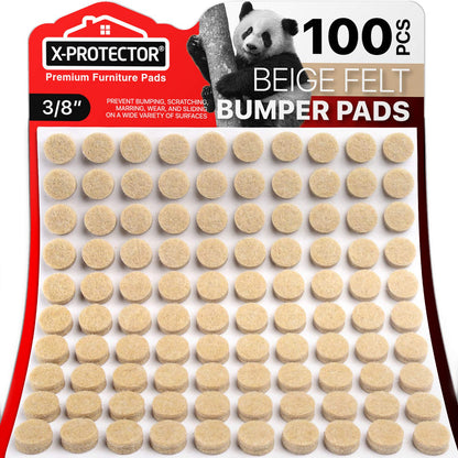 Cabinet Door Bumpers X-Protector 100 PCS – Small Felt Pads 3/8” (Brown) | Ideal Felt Bumpers – Self-Adhesive Thick Felt Dots – Bumper Pads to Protect Glass & Other Surfaces!