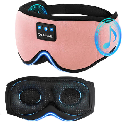 Sleep Mask with Bluetooth 5.4 Headphones, Removable 3D Eye Cups, Timing Sleeping Headphones for Side Sleepers, Wireless Music Eye Mask Speakers for Men, Women, Tech Gifts, Pink