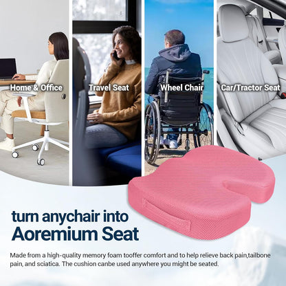 Season Guard Gel Memory Foam Seat Cushion for Tailbone Pain Relief, Black
