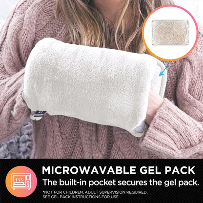 Brookstone Faux Fur Hand Warmer Muff with Microwavable Gel Pack