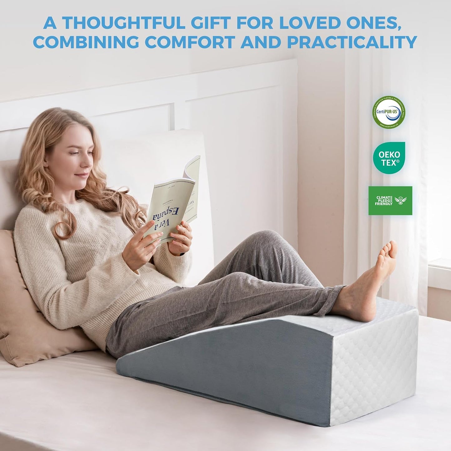 Ganondorf Leg Elevation Pillow, Premium Foam Leg Support Adjustable Wedge Pillow Relieves Joint Pain After Surgery Ergonomic Curve for Leg Support Promote Blood Circulation Single Leg