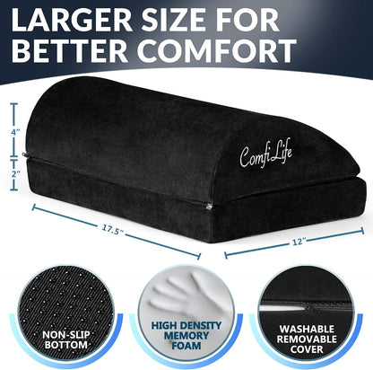 ComfiLife Foot Rest for Under Desk at Work – Adjustable Height Memory Foam Foot Stool for Under Desk, Office Chair & Gaming Chair – Ergonomic Footrest for Back & Hip Pain Relief (Black)