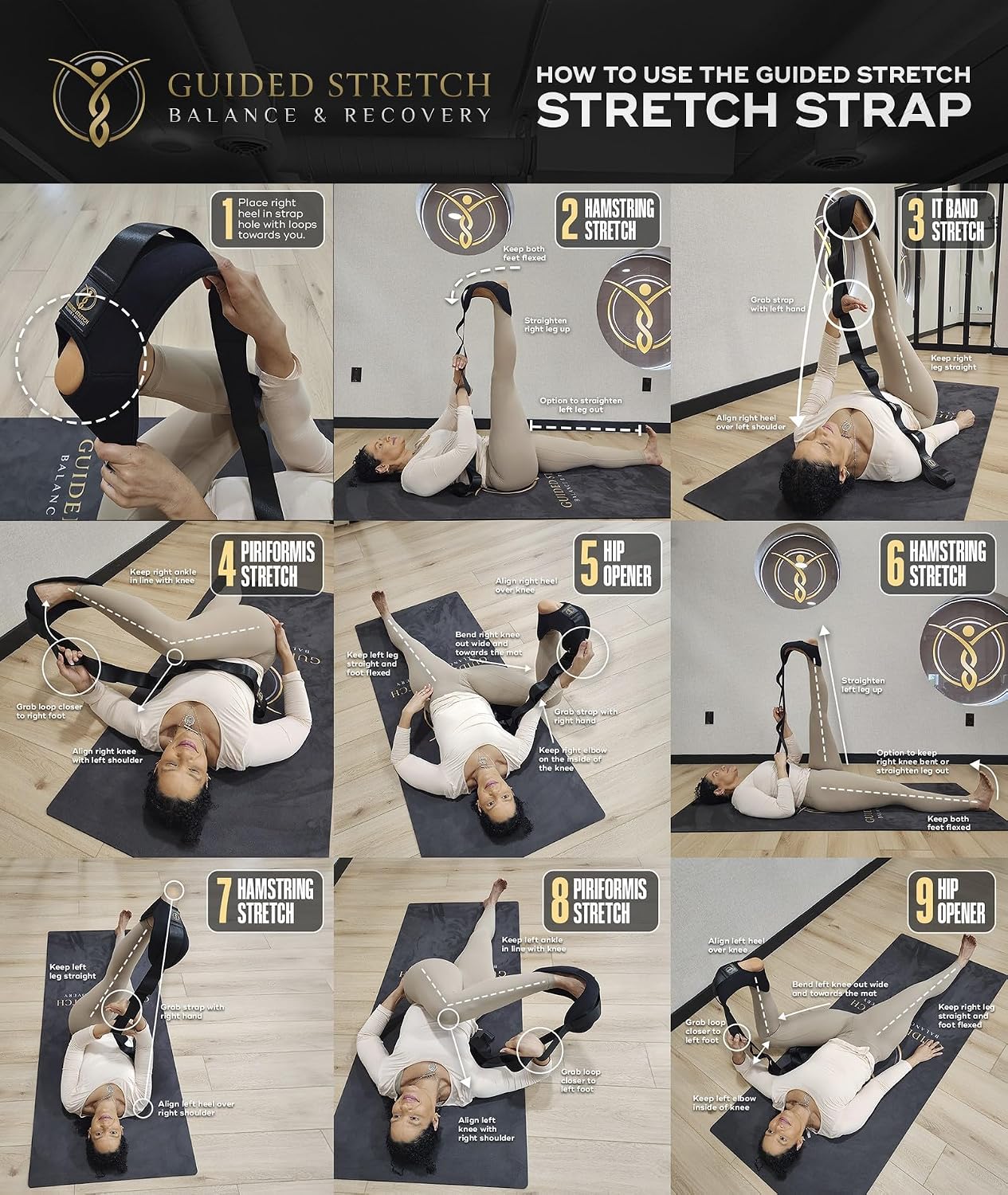Yoga Strap with Versatile Loops, No Velcro, Improve Flexibility & Mobility, Relieve Joint Pain!