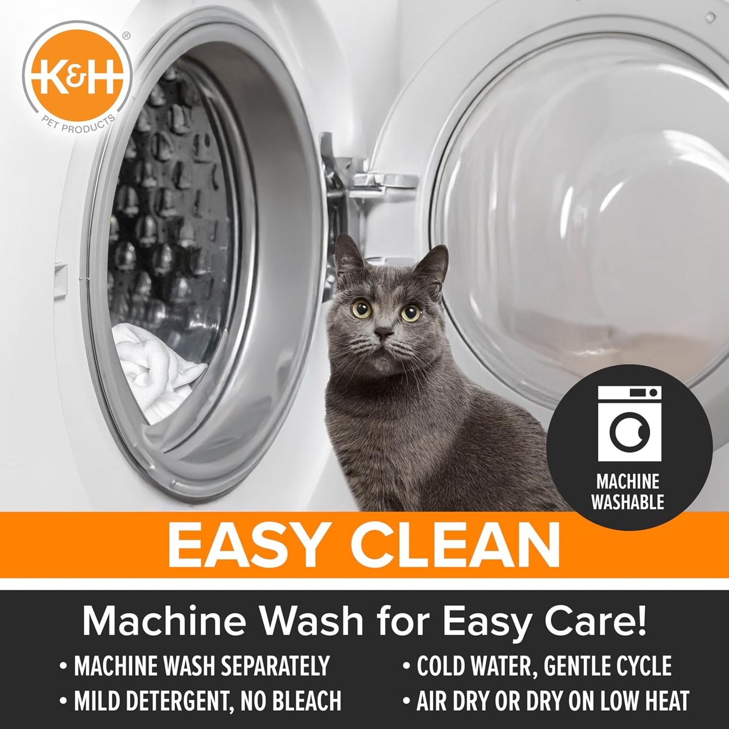 K&H Self-Warming Cat Bed Pad, Self Heating Pad for Outdoor Cat Houses, Warming Mat for Indoor Pet Beds & Furniture, Reversible Blanket, Machine Washable - Small 21 X 17in Gray/ Black