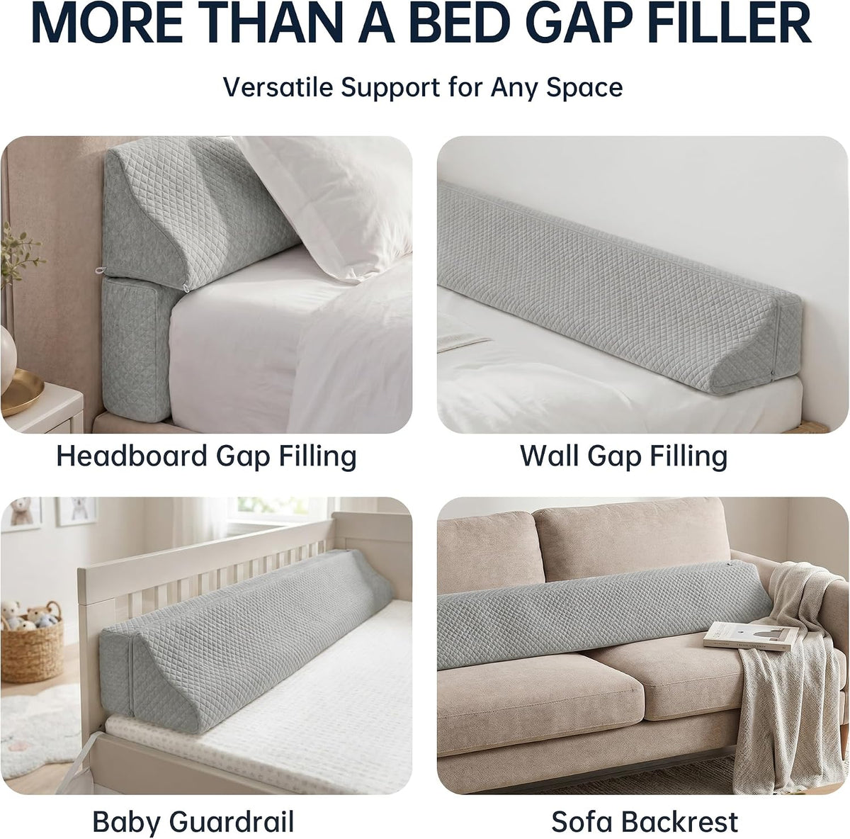 Bed Wedge Gap Filler, Wedge Pillow for Headboard Gap, King Size