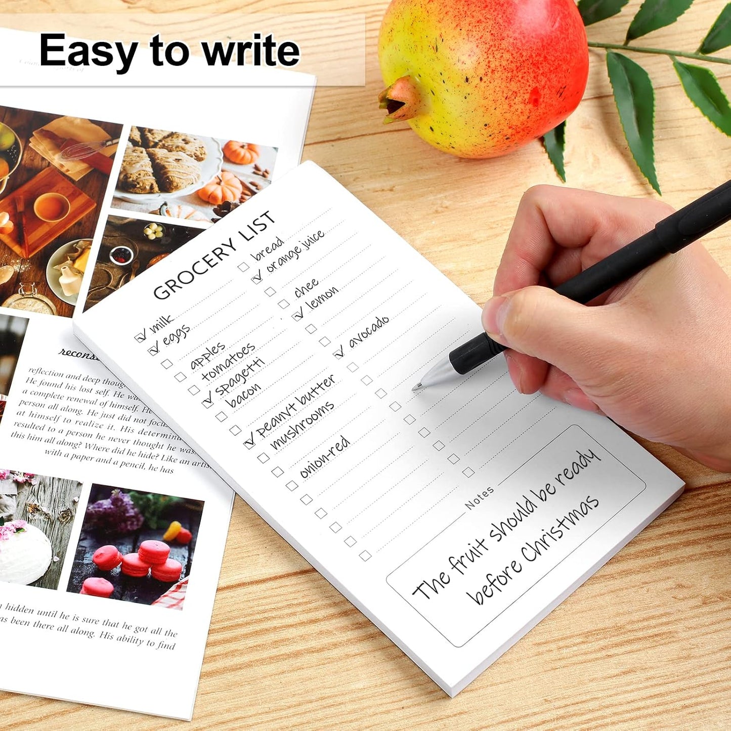 Grocery List Magnet Pad for Fridge, 2 Pack Magnetic Notepads for Refrigerator, Magnetic Grocery List Pad for Fridge, Full Magnet Back Shopping Lists, 60 Sheets Per Note Pads