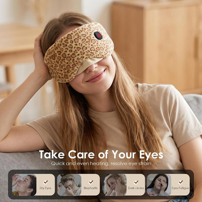 Heated Eye Mask for Dry Eyes, Cordless Warm Eye Compress for Travel, Styes & Chalazion, Blepharitis & MGD, 1500mAh Rechargeable Battery 3 Temperature Modes & Timed Shutdown, Washable Cover(Pattern2)