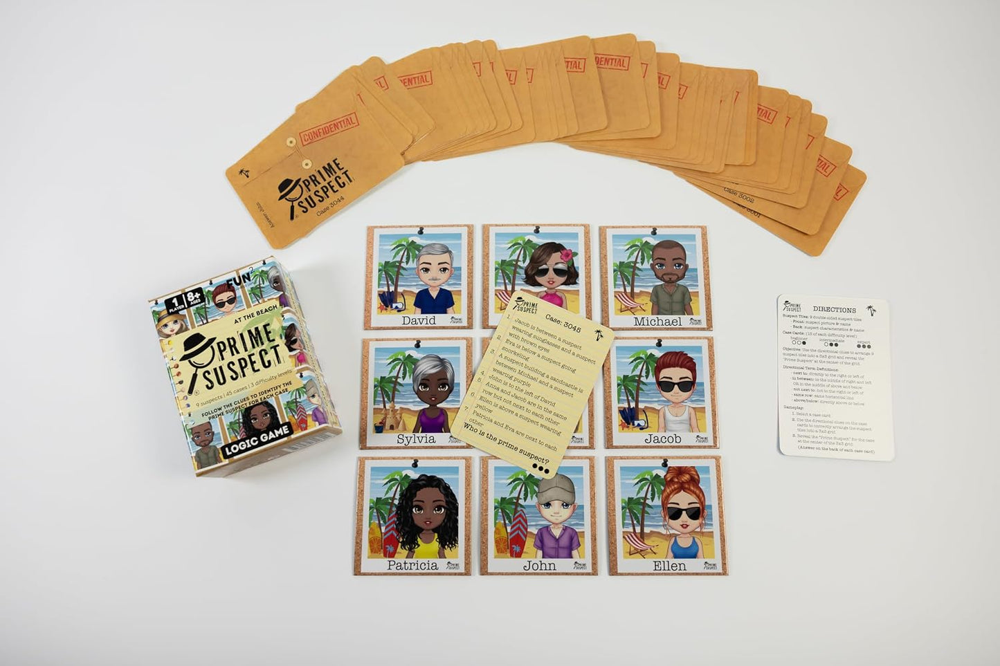 Prime Suspect Logic Game with 45 Case Cards | Single Player or Group Play | Ages 8+ | Compact Brain Teaser Game | Detective Game (Prime Suspect: Original)