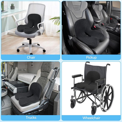 Truck Driver Seat Cushion, Memory Foam L-Shaped Ergonomic Cushion for Office Chairs, Comfort & Support for Long Sitting