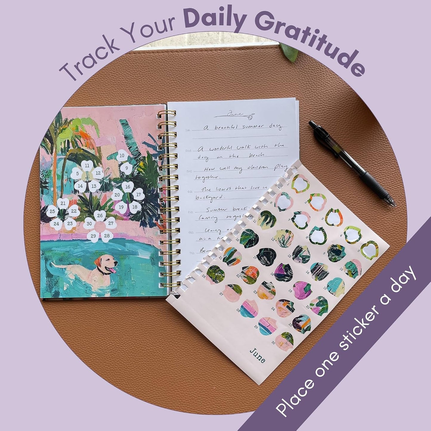 One Minute Gratitude Journal - One Line a Day - Daily Gratitude Sticker Journal for Happiness, Mindfulness, Positivity and Reflection - Hardcover Spiral Bound Yearly Diary for Personal Growth
