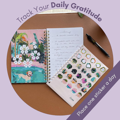 One Minute Gratitude Journal - One Line a Day - Daily Gratitude Sticker Journal for Happiness, Mindfulness, Positivity and Reflection - Hardcover Spiral Bound Yearly Diary for Personal Growth