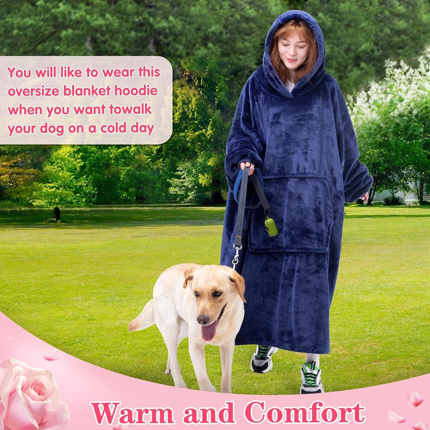 Wearable Blanket Sweatshirt Gifts for Women and Men, Warm and Cozy Giant Blanket Hoodie, Thick Flannel Blanket with Sleeves and Giant Pocket - Dark Gray
