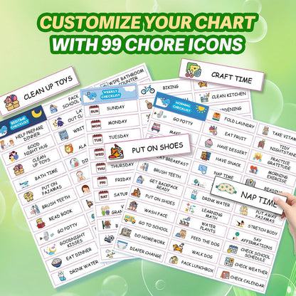Upgraded Slider 3 in 1 Bedtime/Morning/Weekly Routine Chart for Kids, Magnetic Chore Chart for Kids with 99 Stickers, Cute Visual Schedule for Kid