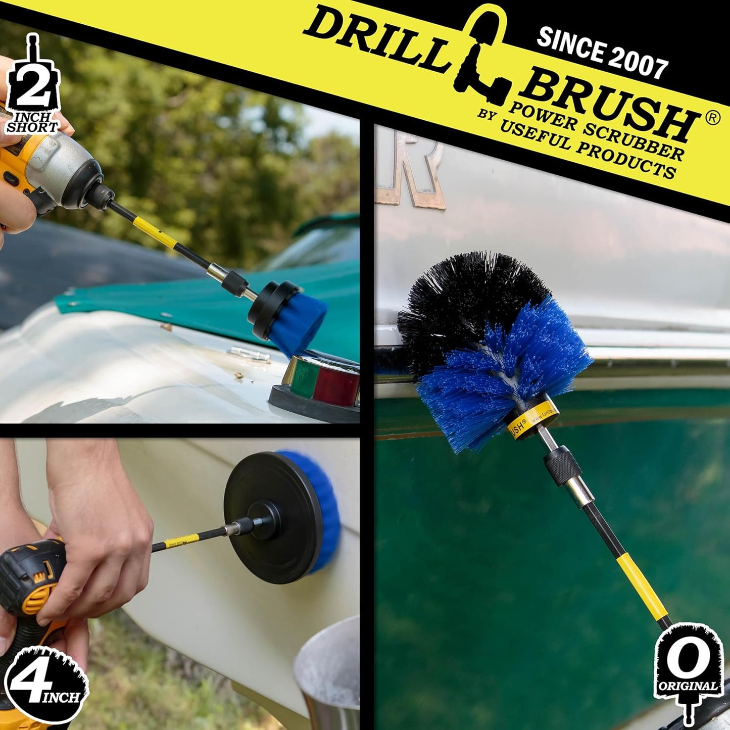 Drillbrush Shower Scrubber Drill Attachment - Car Detailing Tools - | Dishwasher Safe Drill Brush Scrubber For Cleaning Tubs, Sinks, Tile, Grout, Flooring, Carpet, Leather, Seats, Boats,