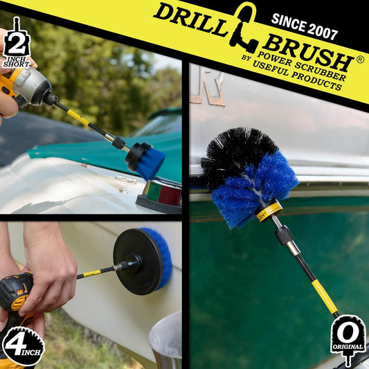 Drillbrush Shower Scrubber Drill Attachment - Car Detailing Tools - | Dishwasher Safe Drill Brush Scrubber For Cleaning Tubs, Sinks, Tile, Grout, Flooring, Carpet, Leather, Seats, Boats,